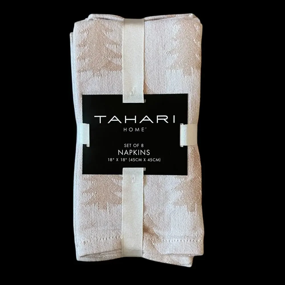 Tahari Christmas Tree Dinner Napkins 18x18 Set of 8 Pink Holiday Shimmer New
